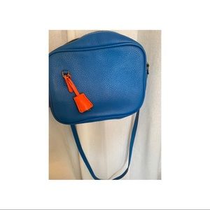 Blue leather jcrew crossbody purse